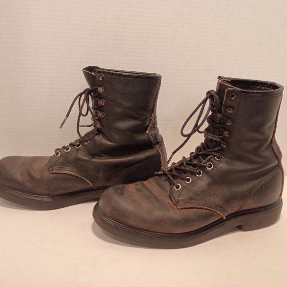 Vintage RED WING Boots Men 9D Black Leather Lace-up Logger Max 24193 Moto Grunge - Picture 7 of 15